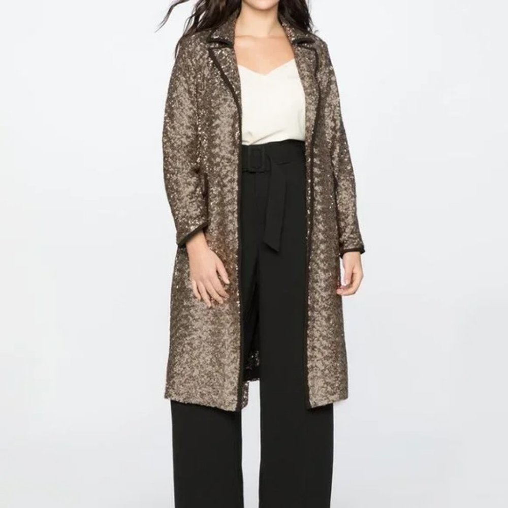 Eloquii Sequin Trench Coat RARE NWOT Size 18/20
